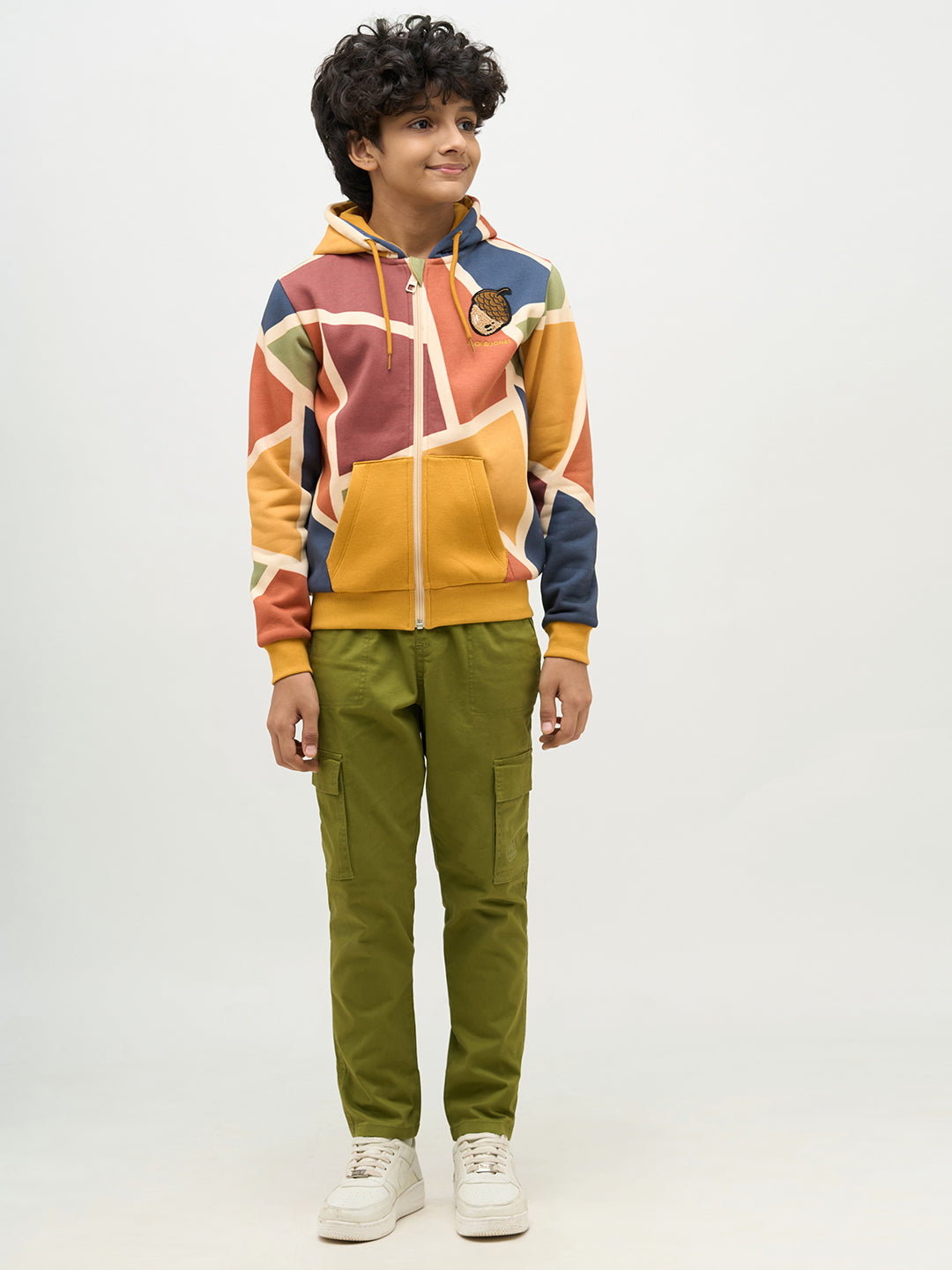 Boys Green Patch Pocket Cargo Pants