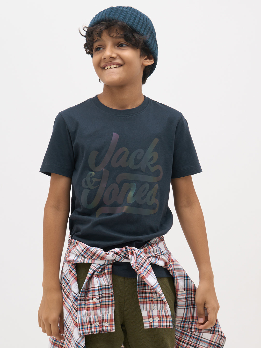 Navy Blue Logo Text T-Shirt