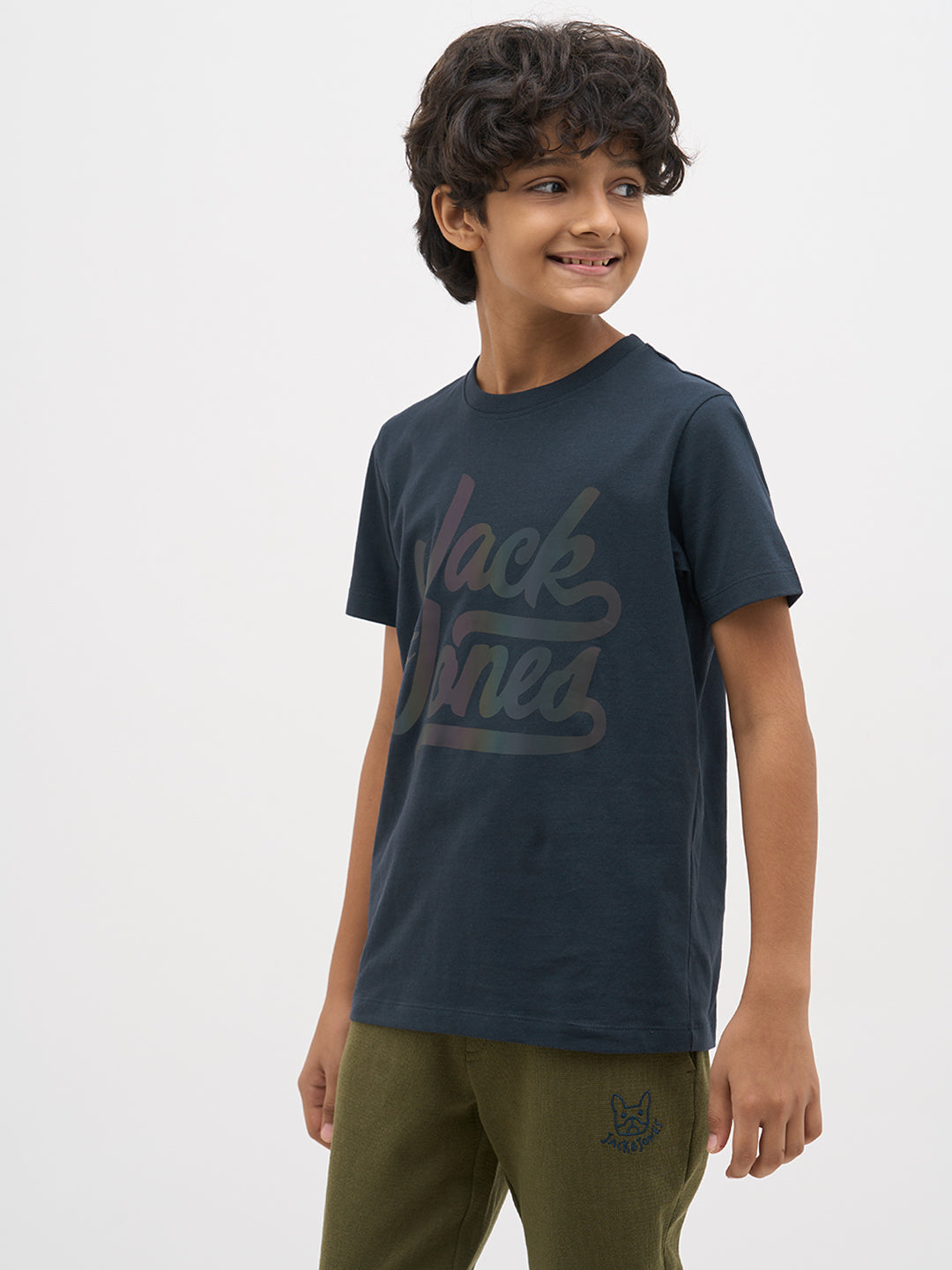 Navy Blue Logo Text T-Shirt