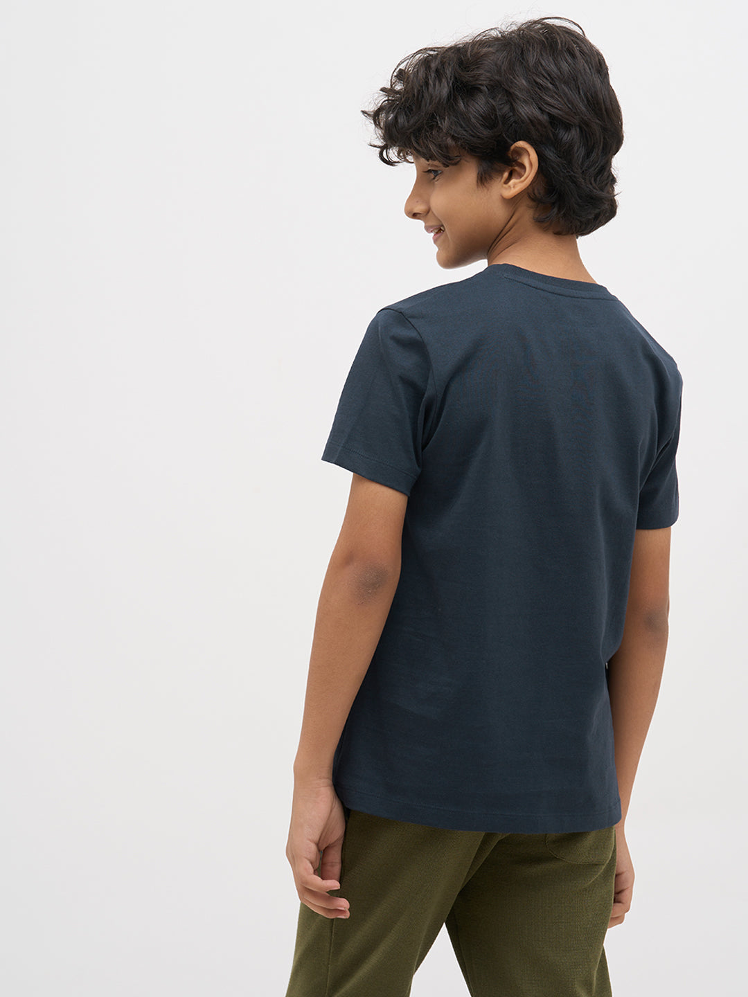 Navy Blue Logo Text T-Shirt