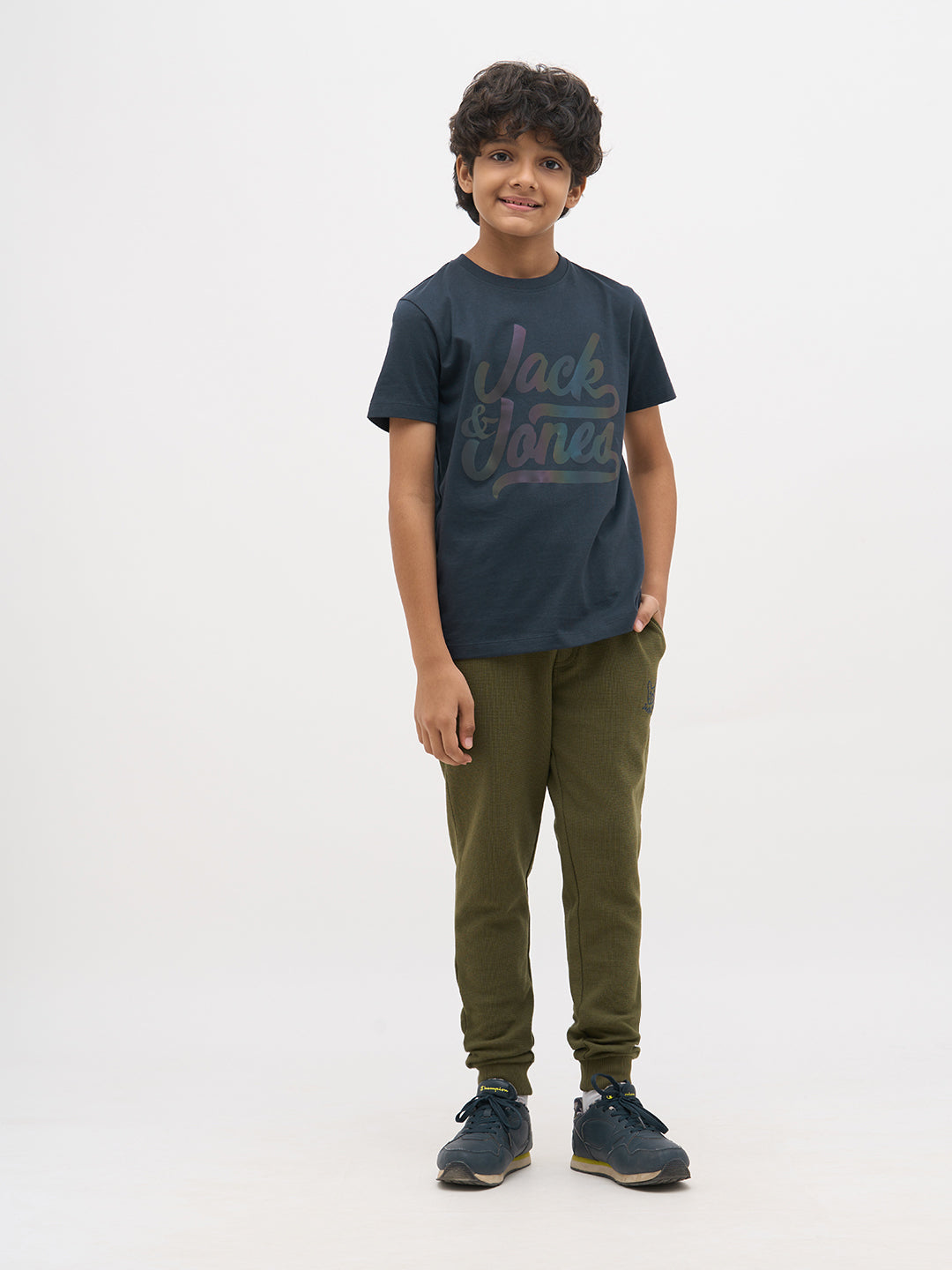 Navy Blue Logo Text T-Shirt