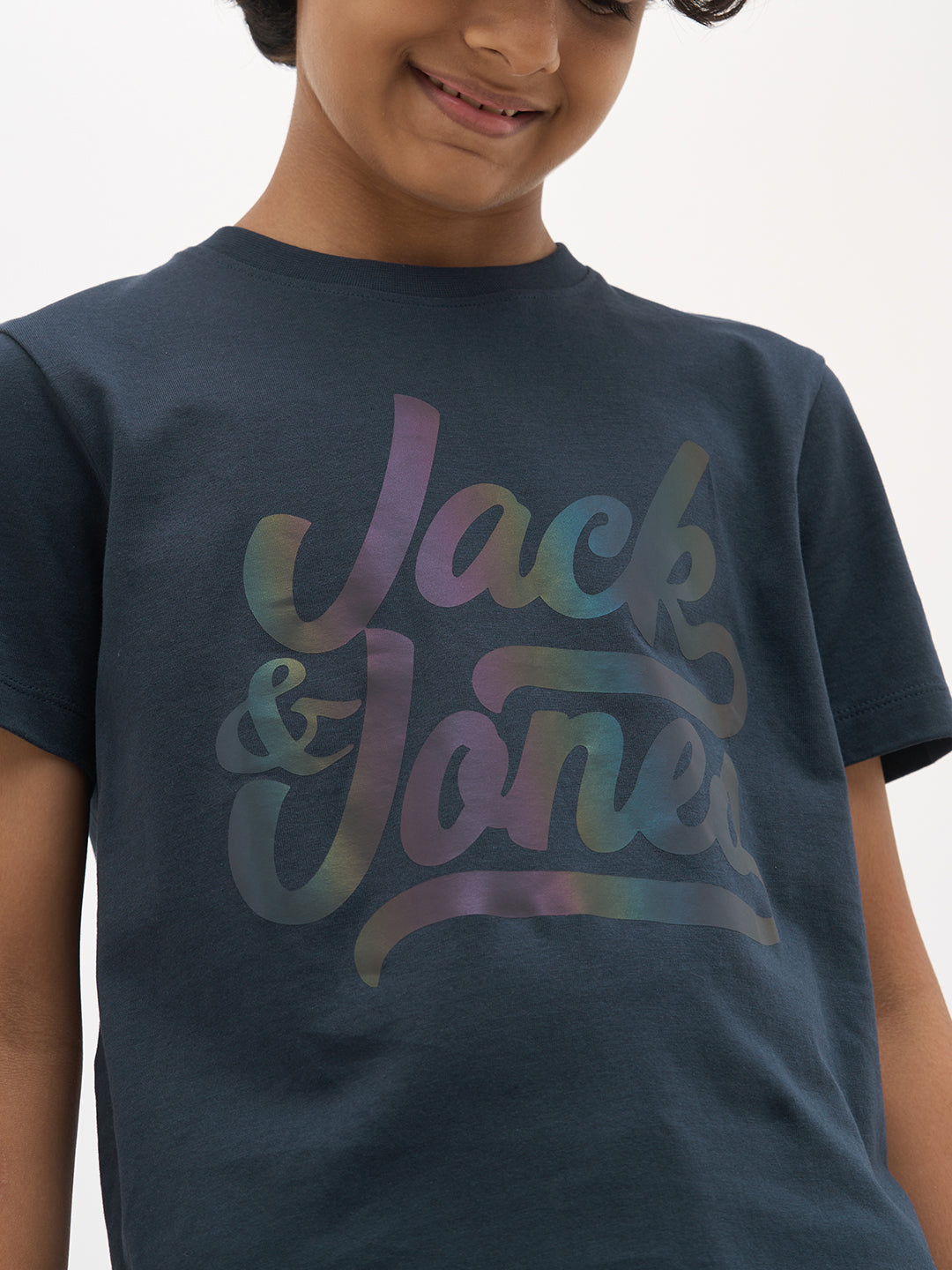 Navy Blue Logo Text T-Shirt