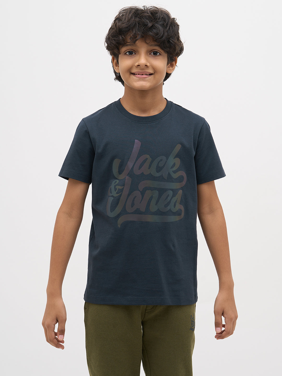 Navy Blue Logo Text T-Shirt