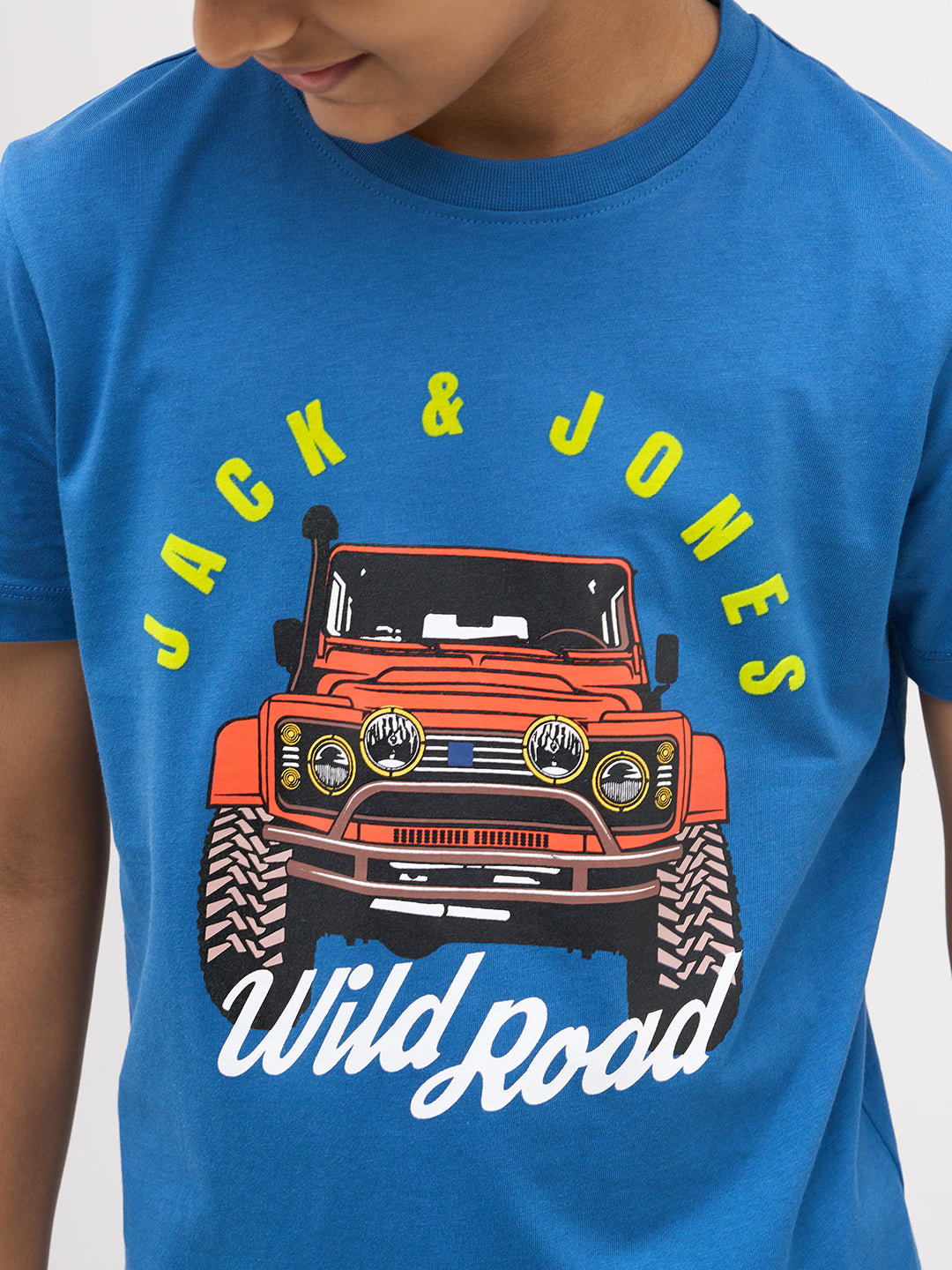 Blue Printed Cotton T-Shirt