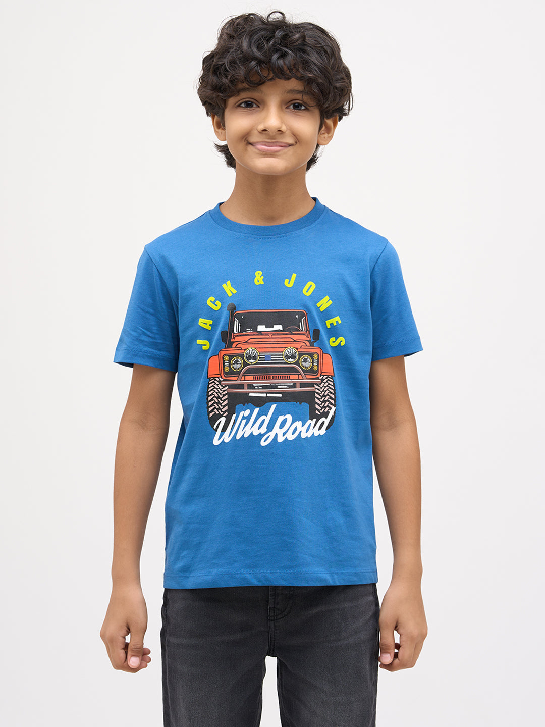 Blue Printed Cotton T-Shirt