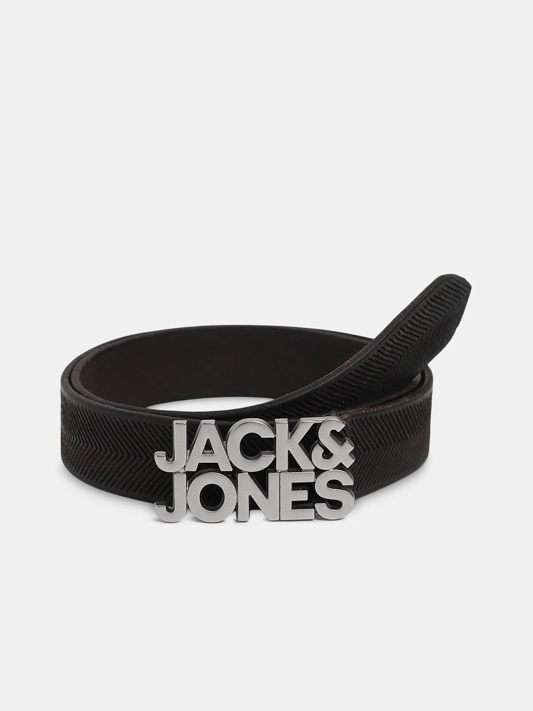 Black Leather Chunky Logo Belt - 85 cm