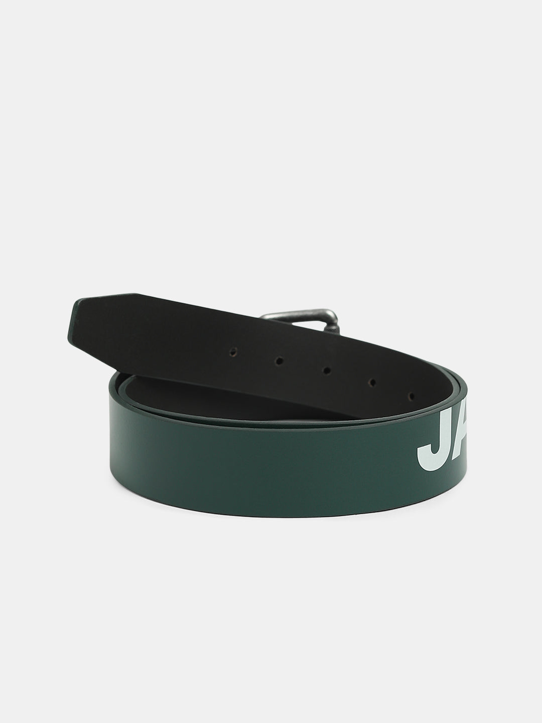Green Printed Logo Leather Belt