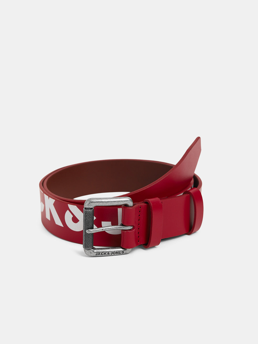 Red Printed Logo Leather Belt