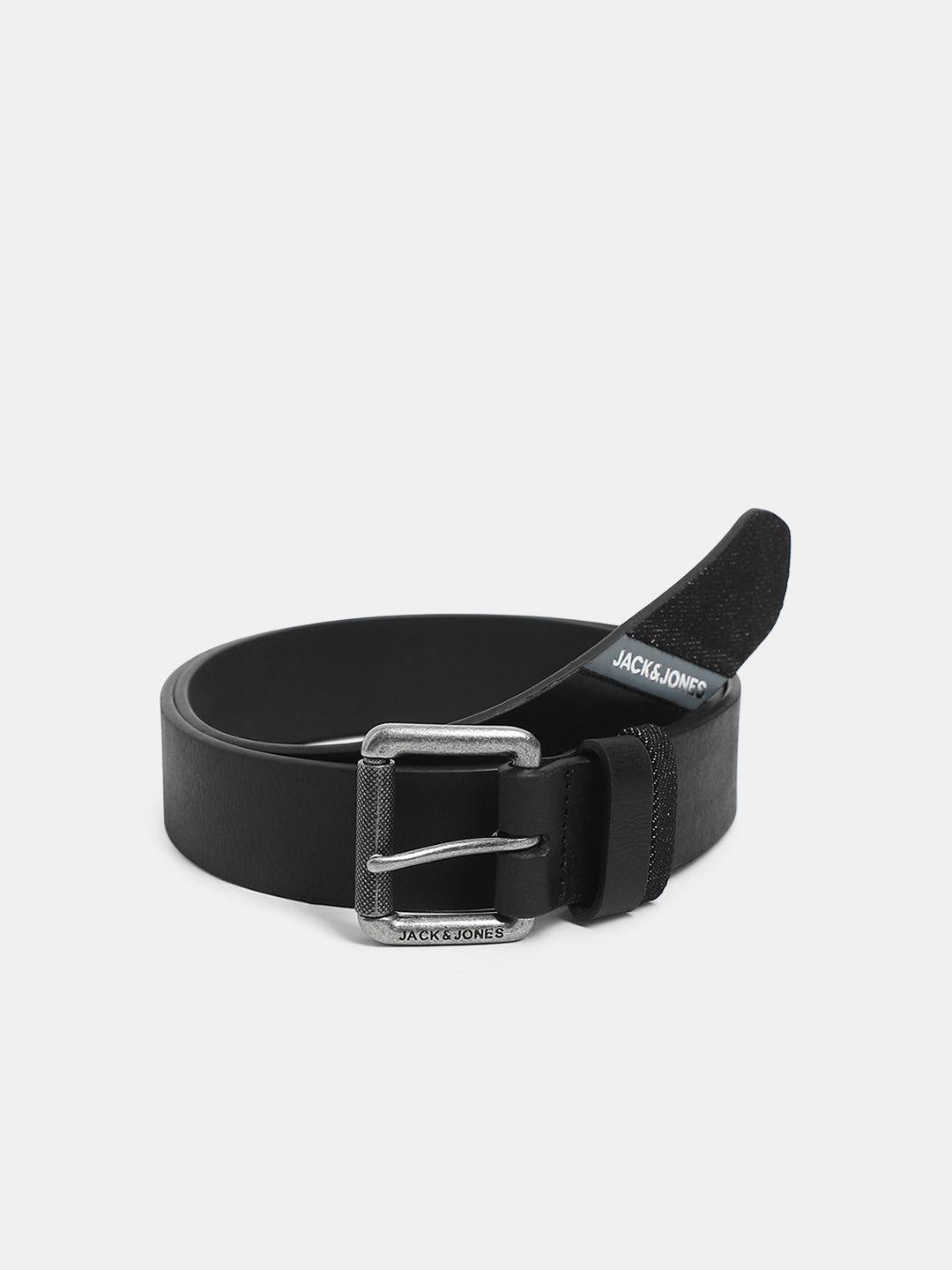 Black Denim Detail Leather Belt - 85 cm