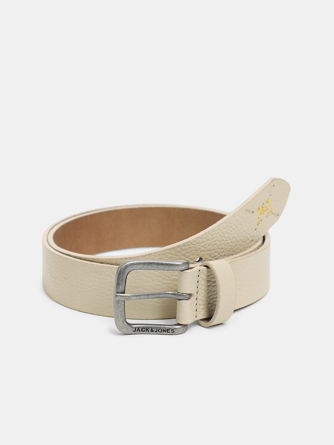 Beige Premium Leather Belt - 85 cm