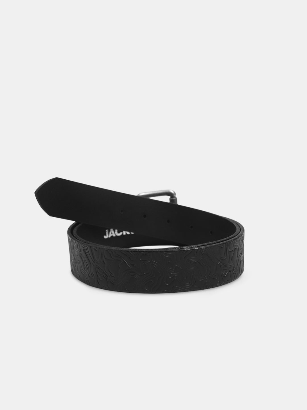 Black Self-Design Leather Belt