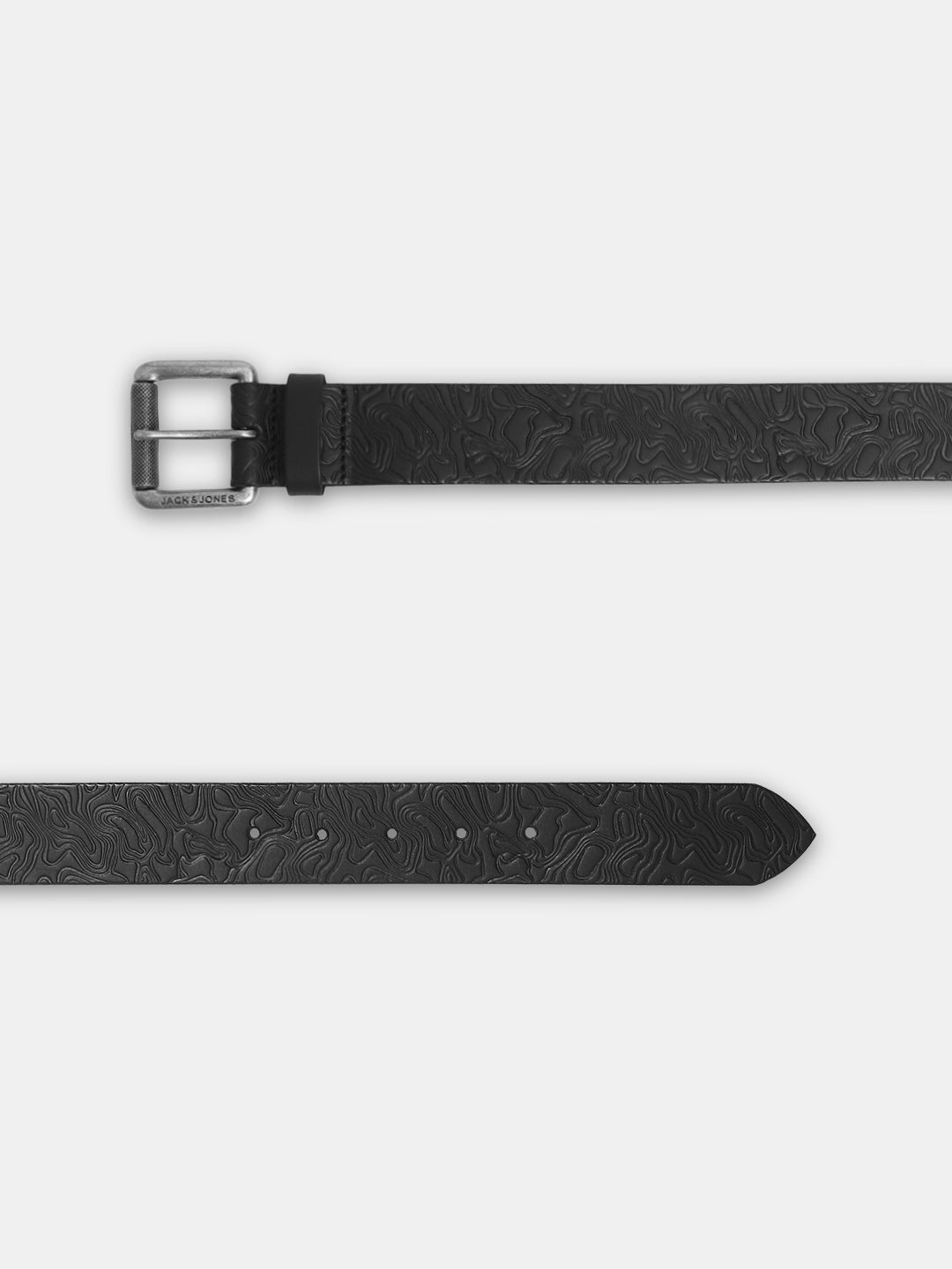 Black Self-Design Leather Belt