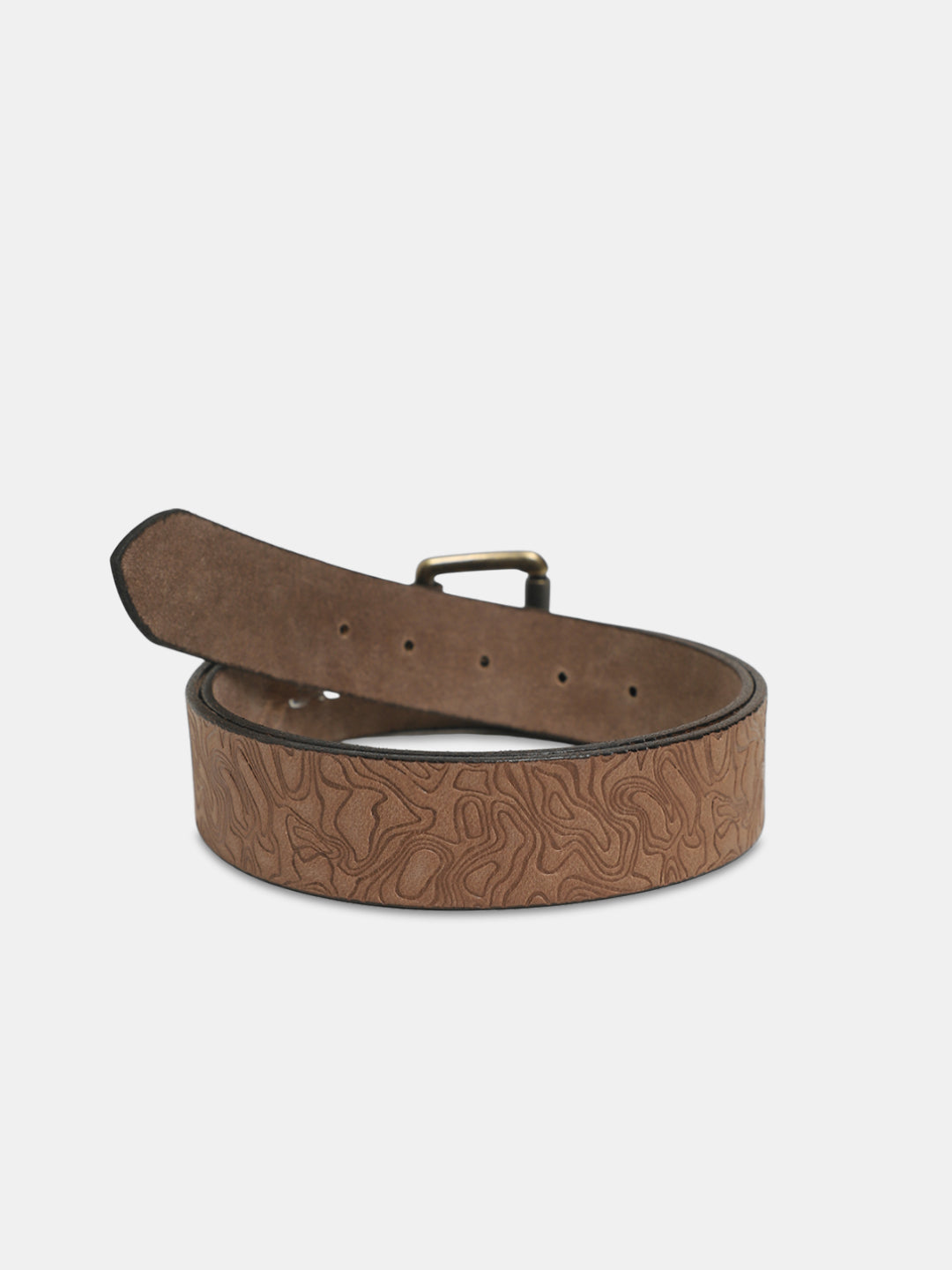 Brown Self-Design Leather Belt