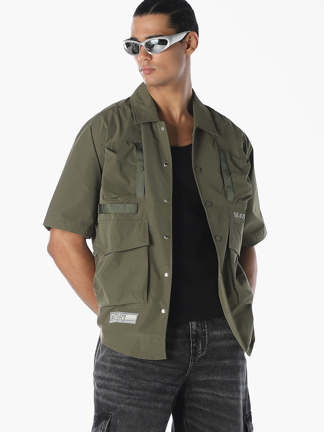 Olive Oversized Utility Shirt