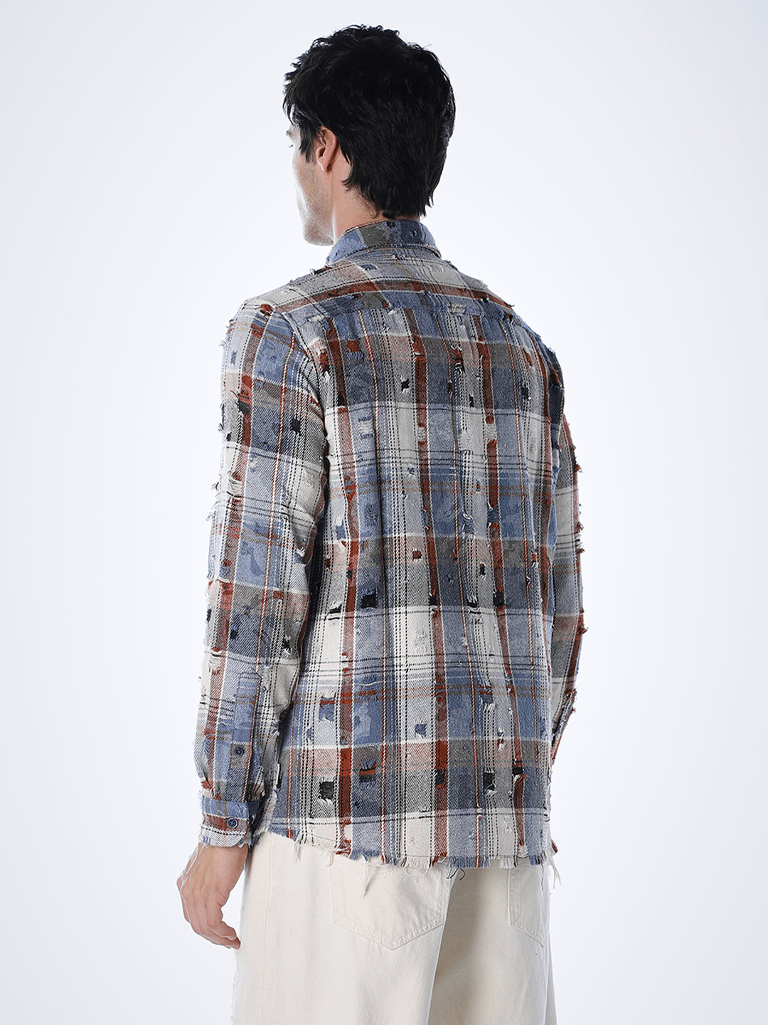 Distressed Check Regular Fit Shirt