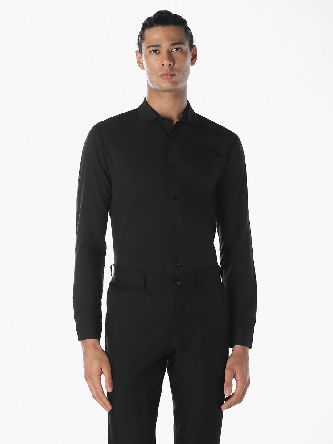 Black Slim Fit Full Sleeves Shirt