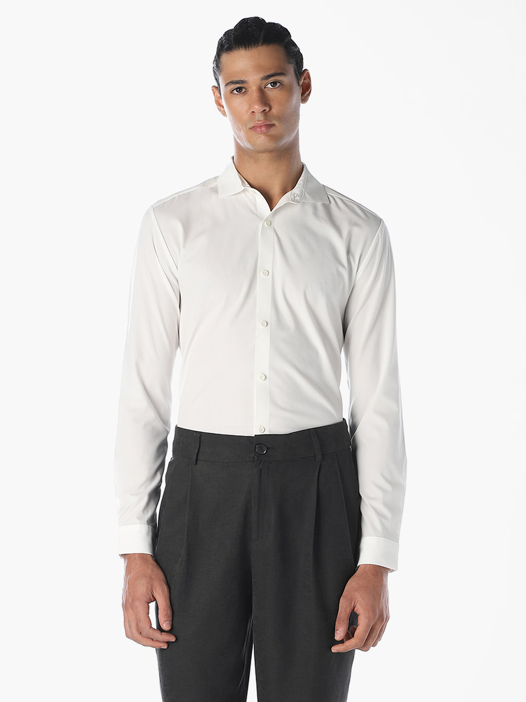 White Slim Fit Full Sleeves Shirt
