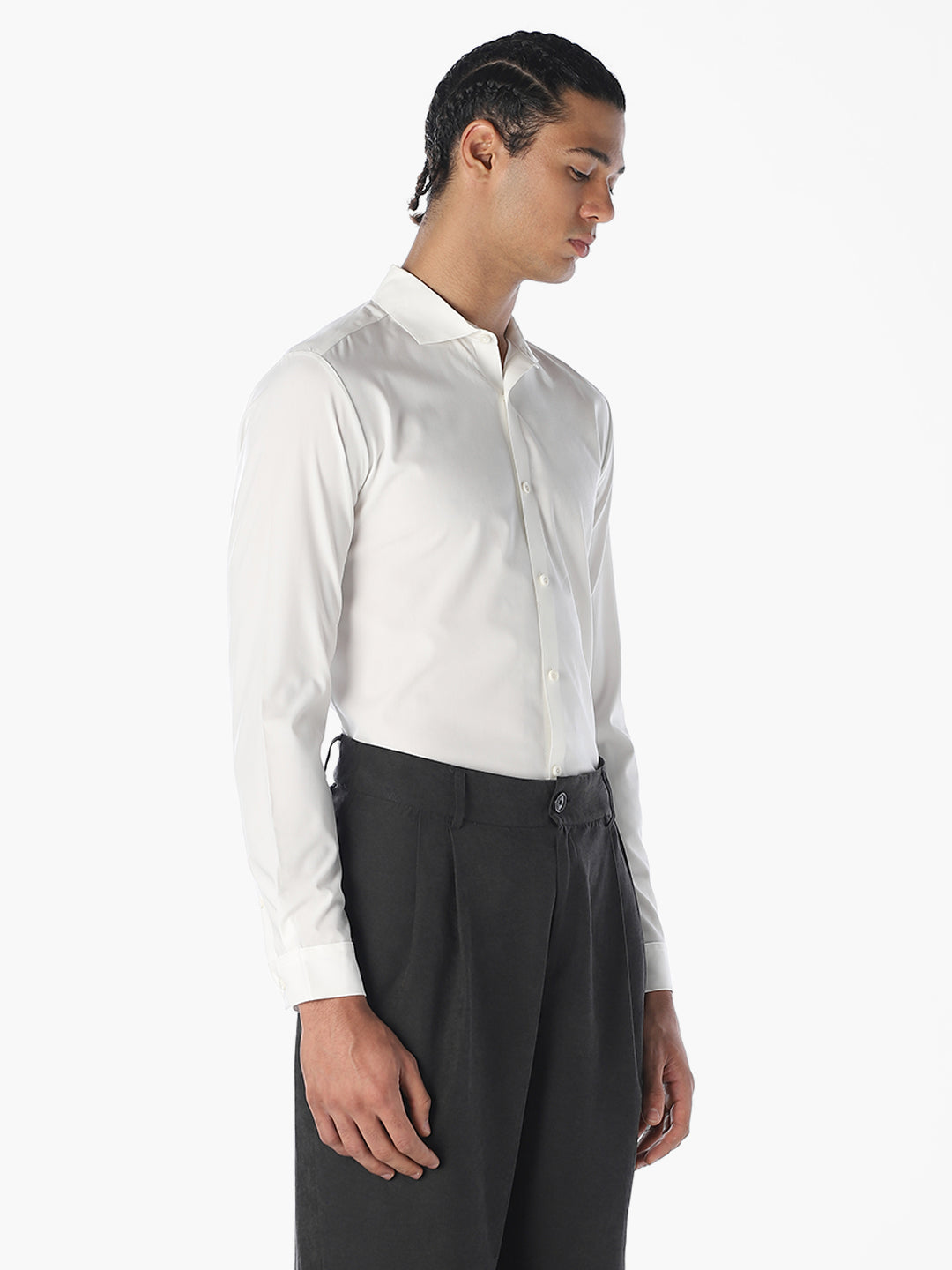 White Slim Fit Full Sleeves Shirt