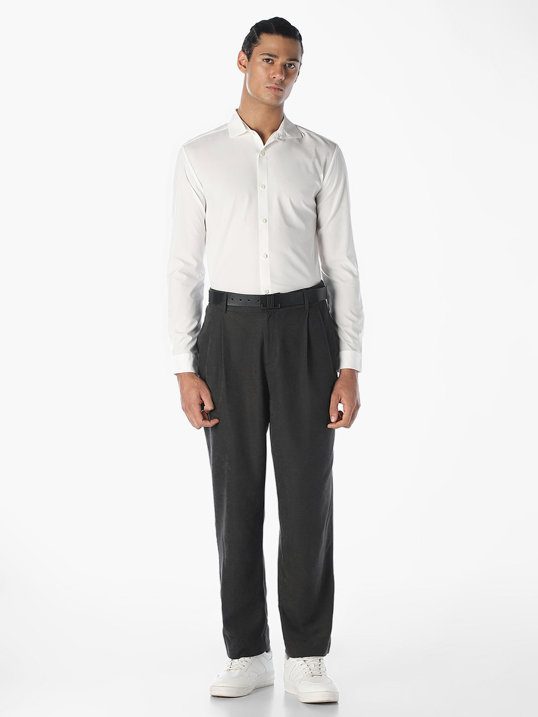 White Slim Fit Full Sleeves Shirt