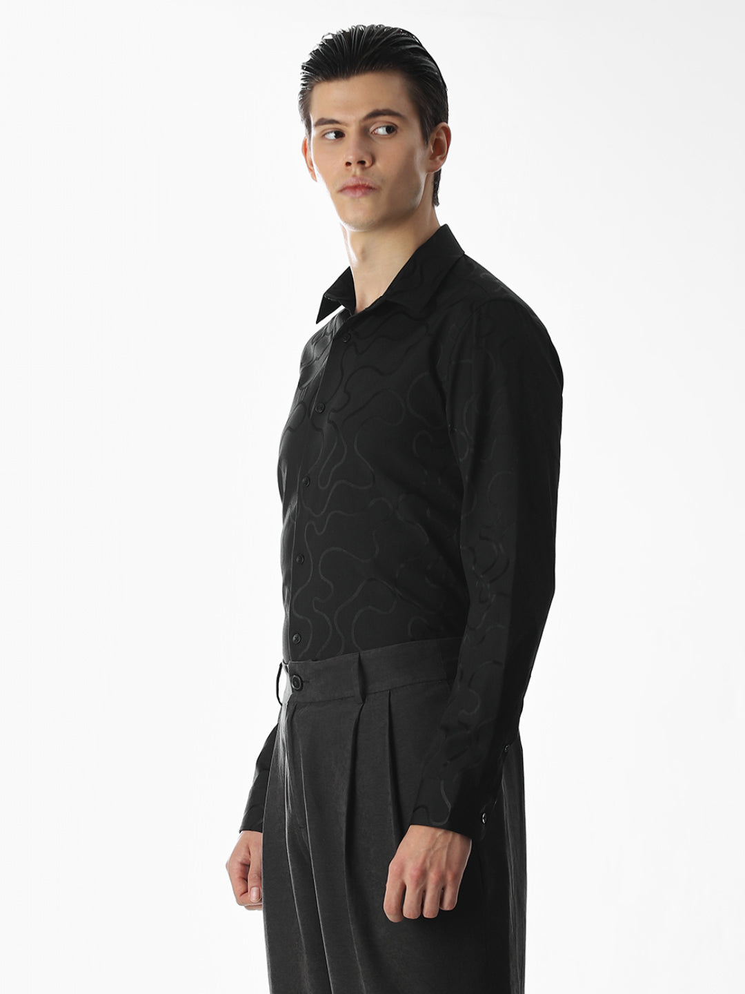 Black Dobby Printed Shirt