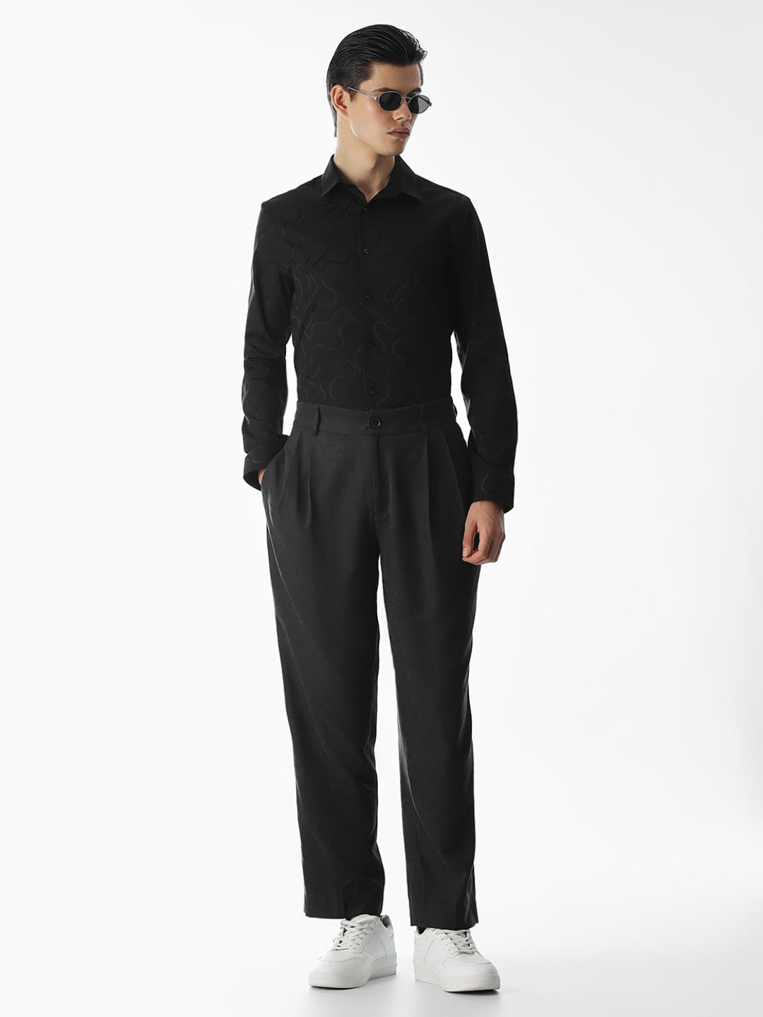 Black Dobby Printed Shirt