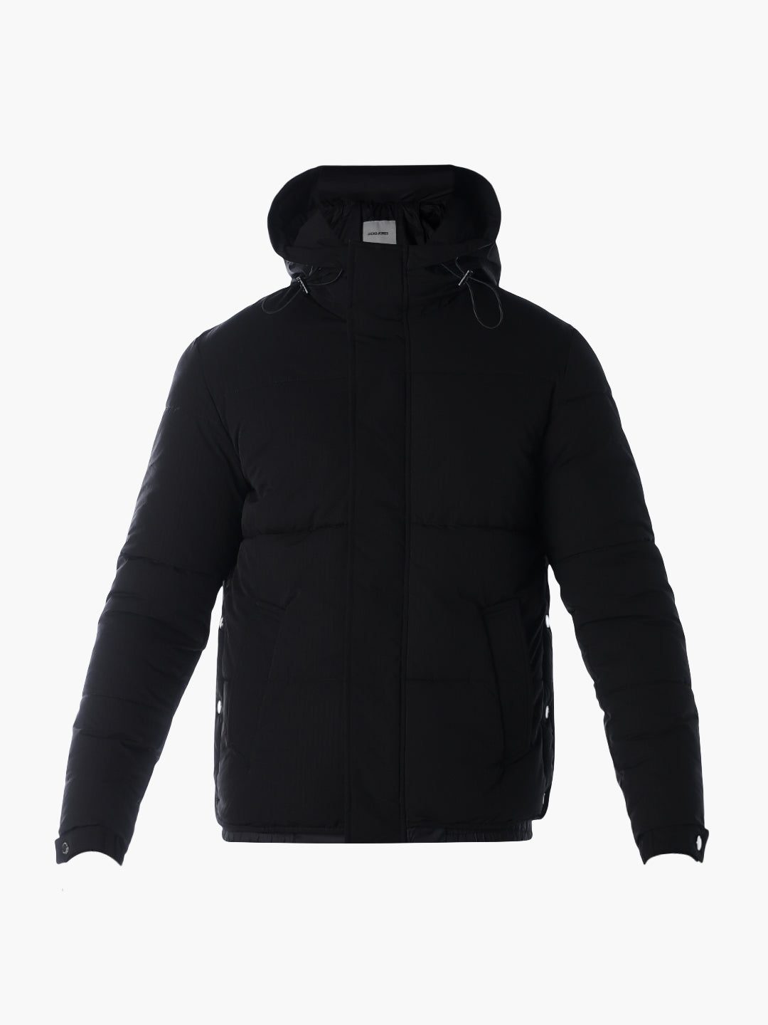 Black High Rise Hooded Puffer Jacket