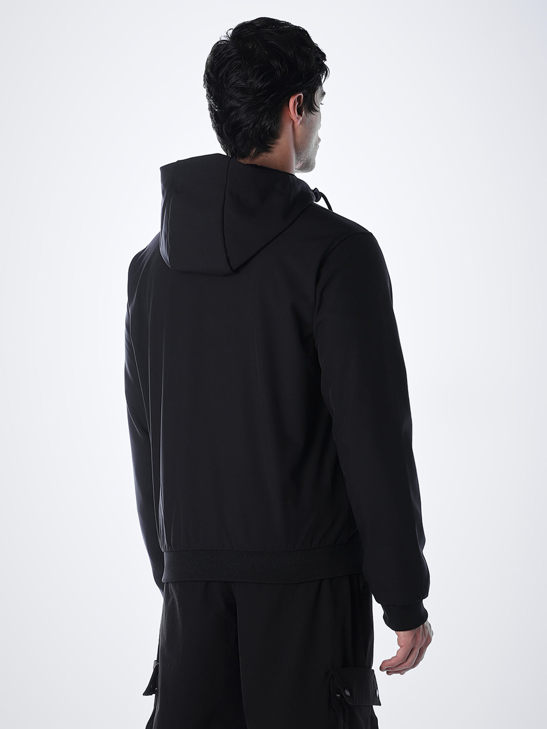 Zip-Up High Neck Hooded Jacket