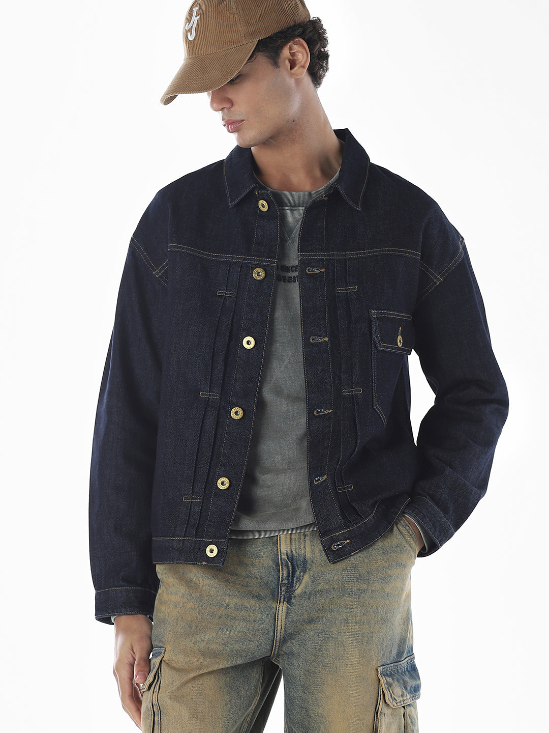 Dark Blue Cotton Denim Jacket - XL