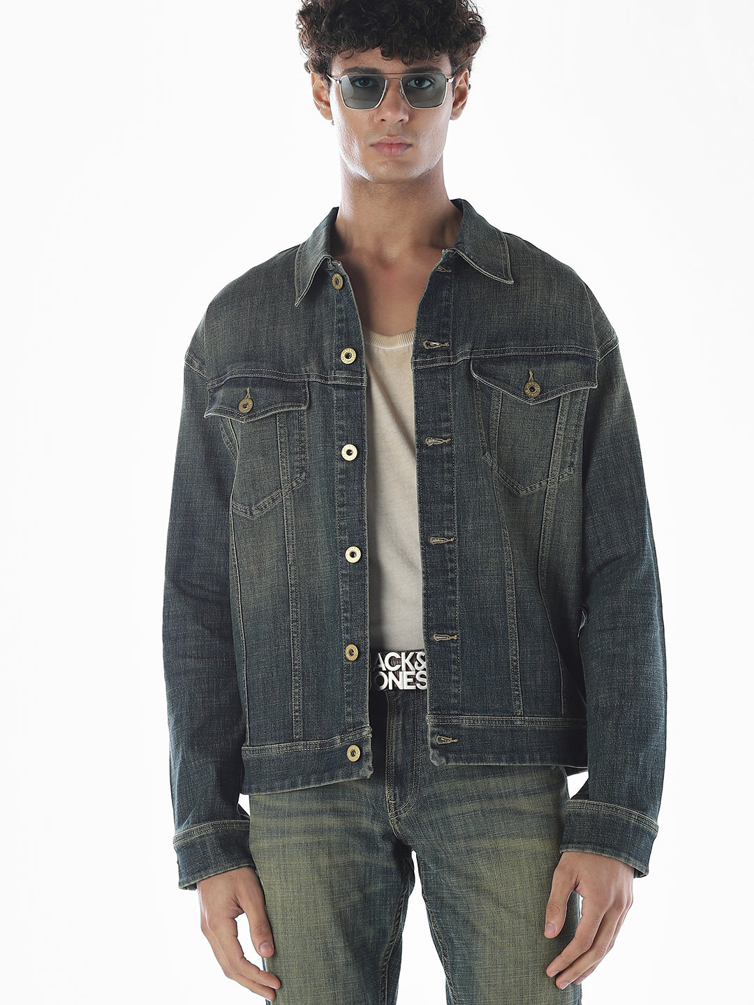 Dark Blue Washed Denim Jacket - XL