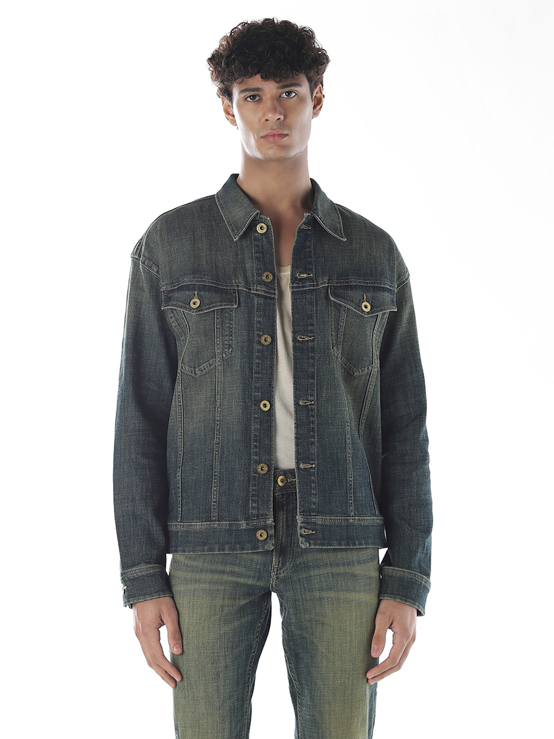 Dark Blue Washed Denim Jacket