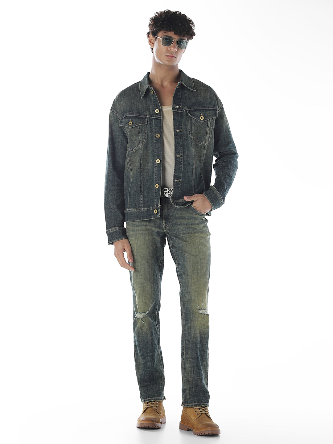 Dark Blue Washed Denim Jacket