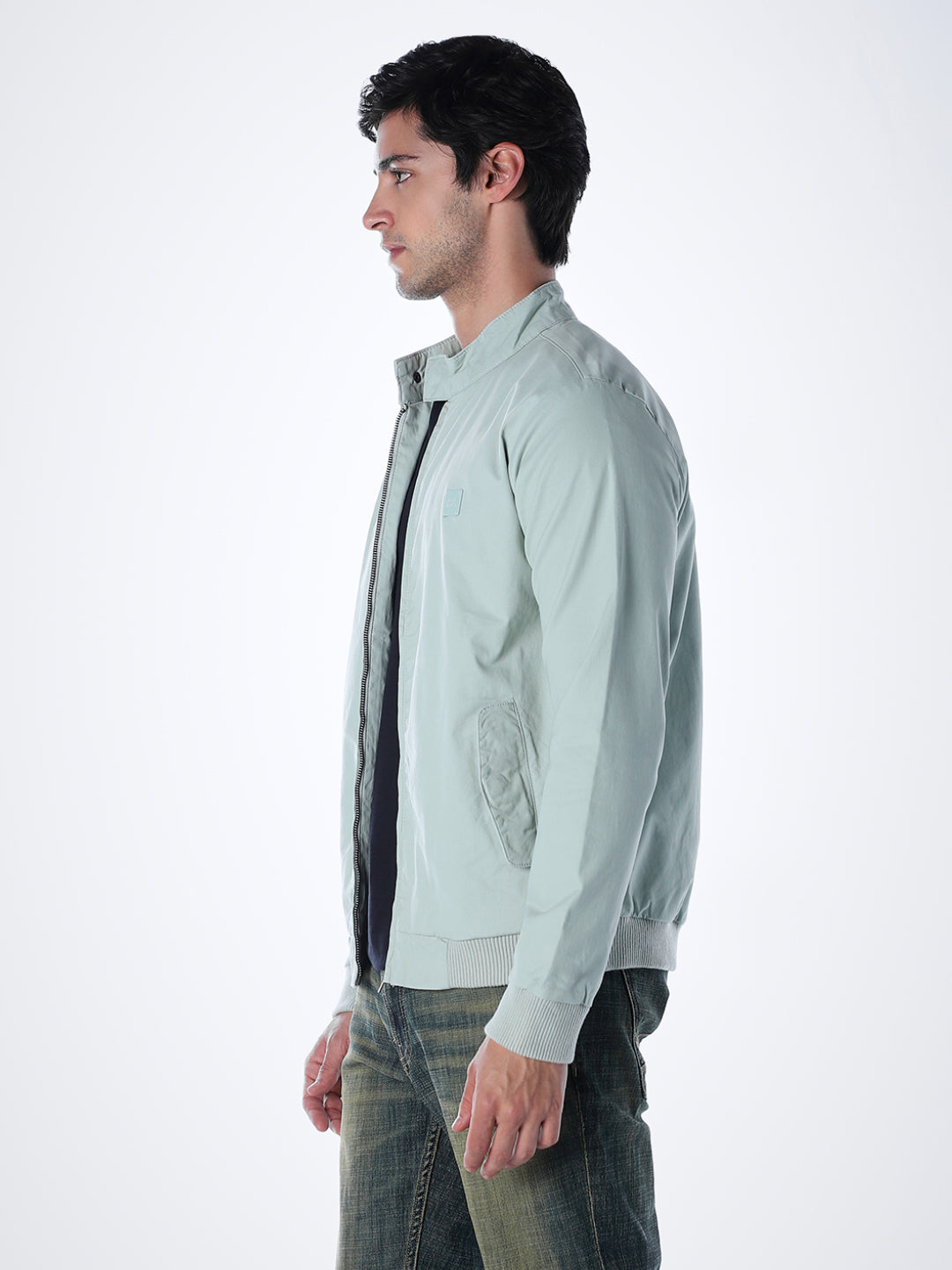 Green Regular Fit Bomber Jacket