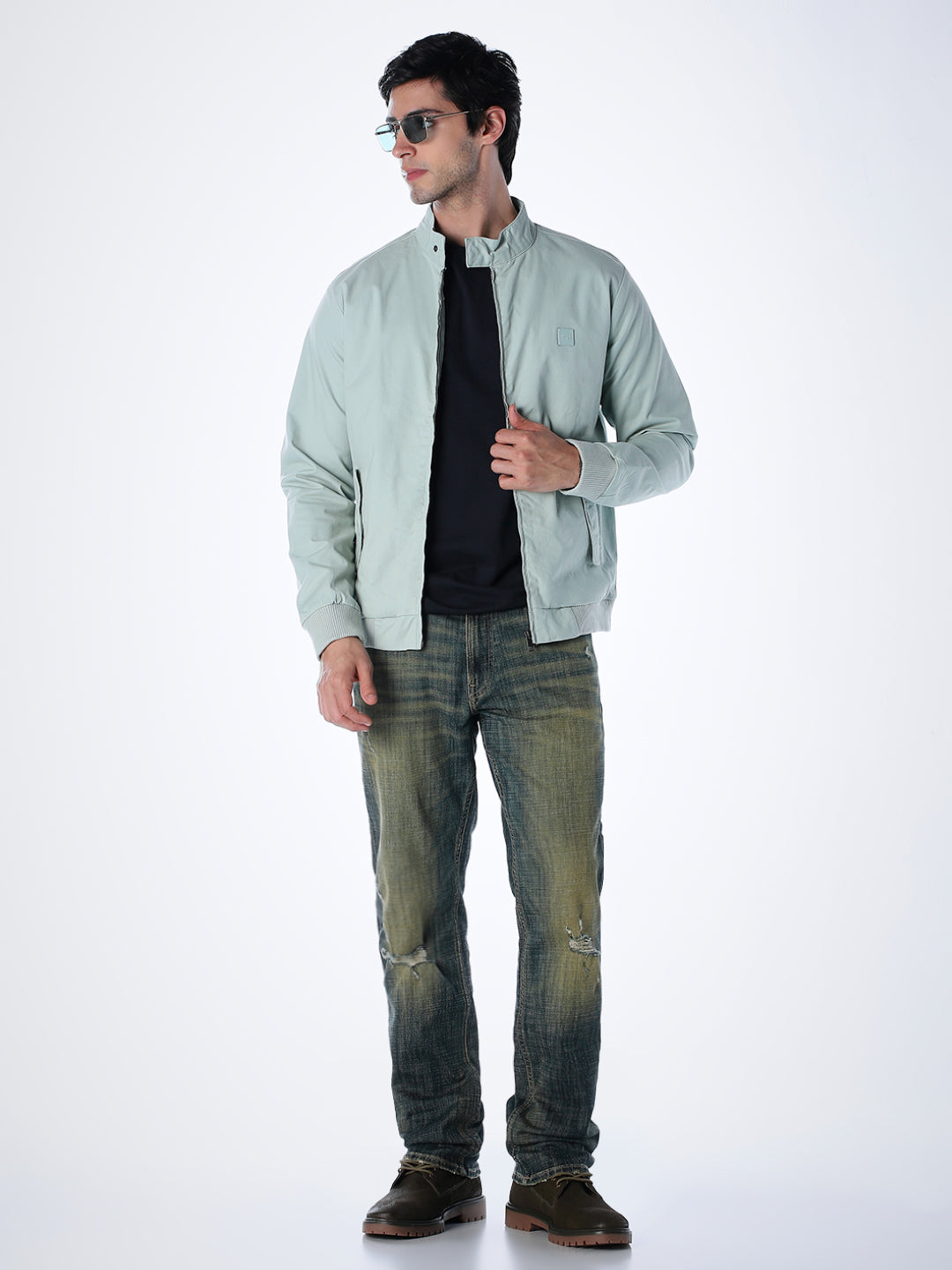 Green Regular Fit Bomber Jacket