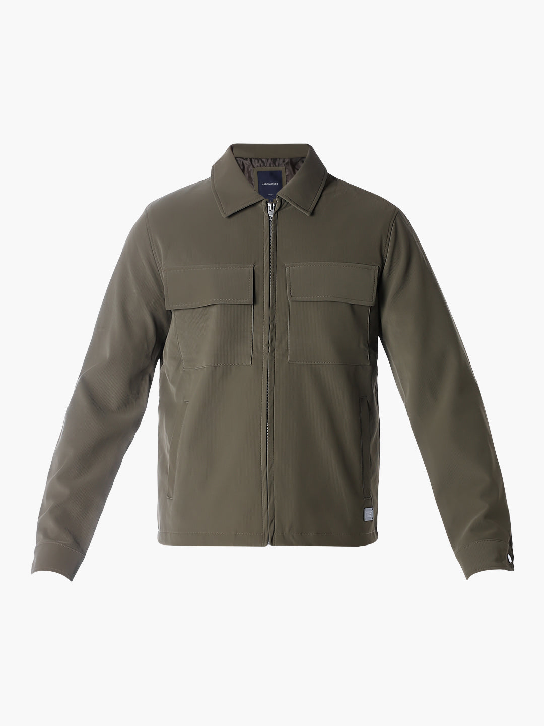 Zip-Front Casual Jacket - Olive Green