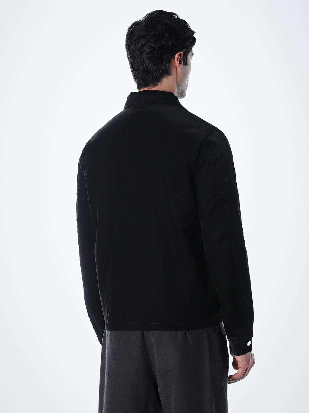 Zip-Front Casual Jacket - Black