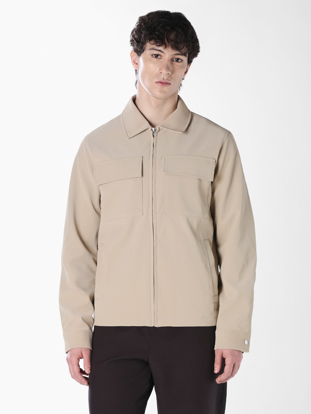 Beige Regular Fit Jacket