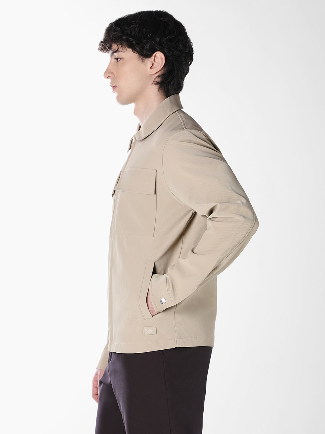 Beige Regular Fit Jacket