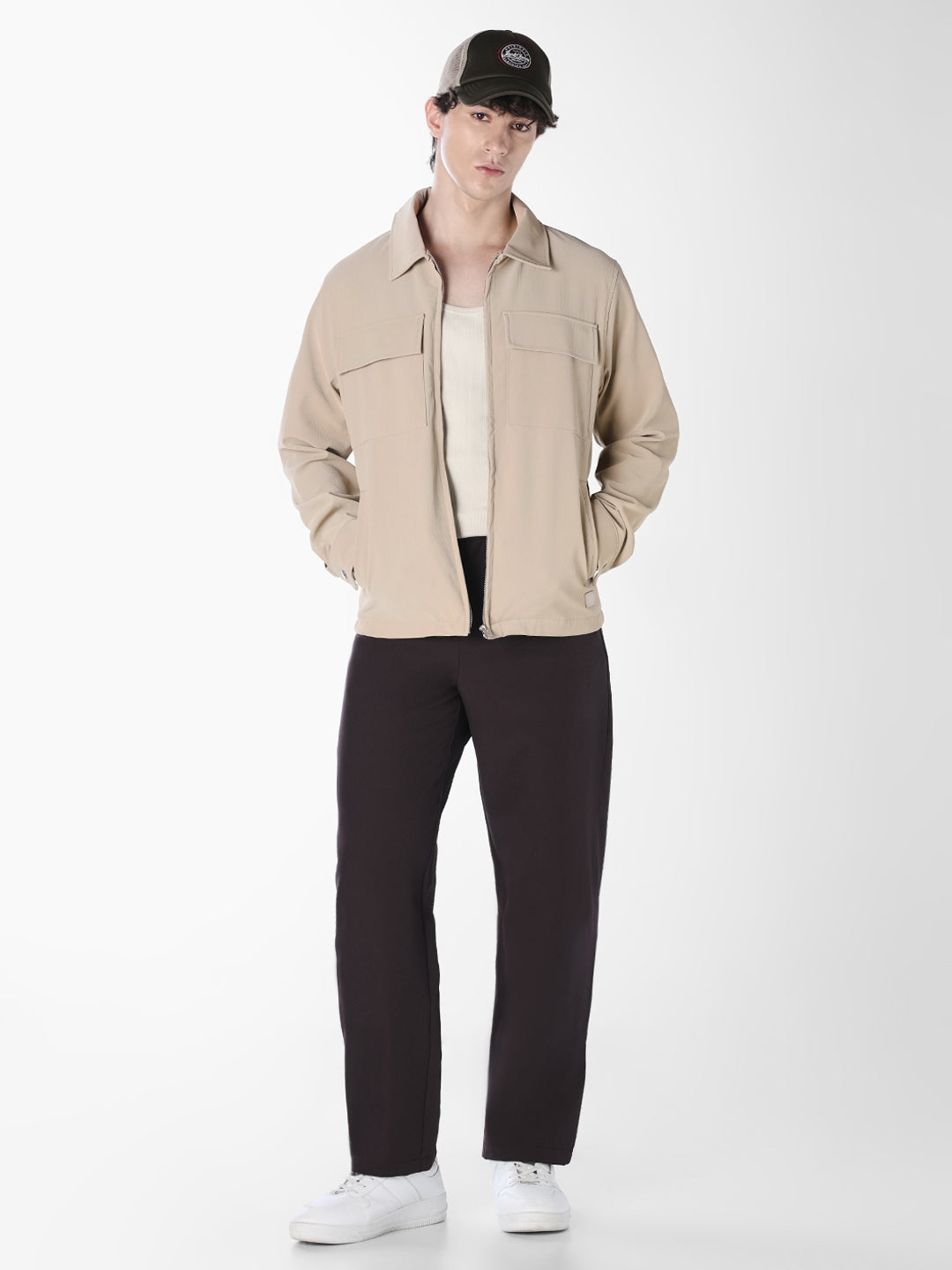 Beige Regular Fit Jacket