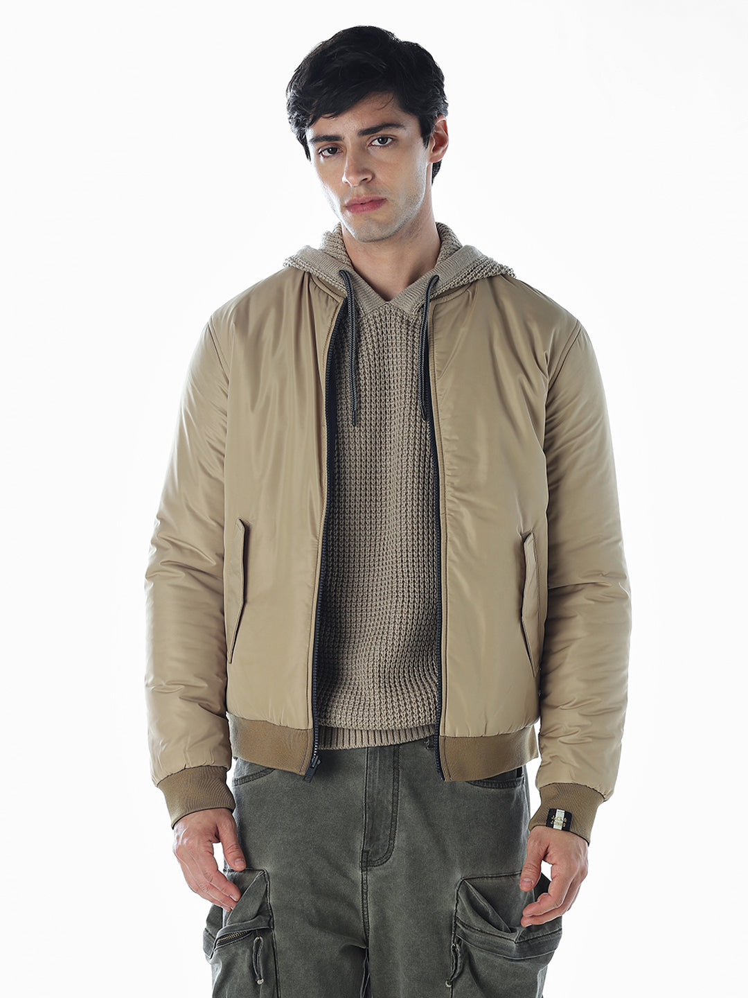 Reversible Bomber Jacket - Beige
