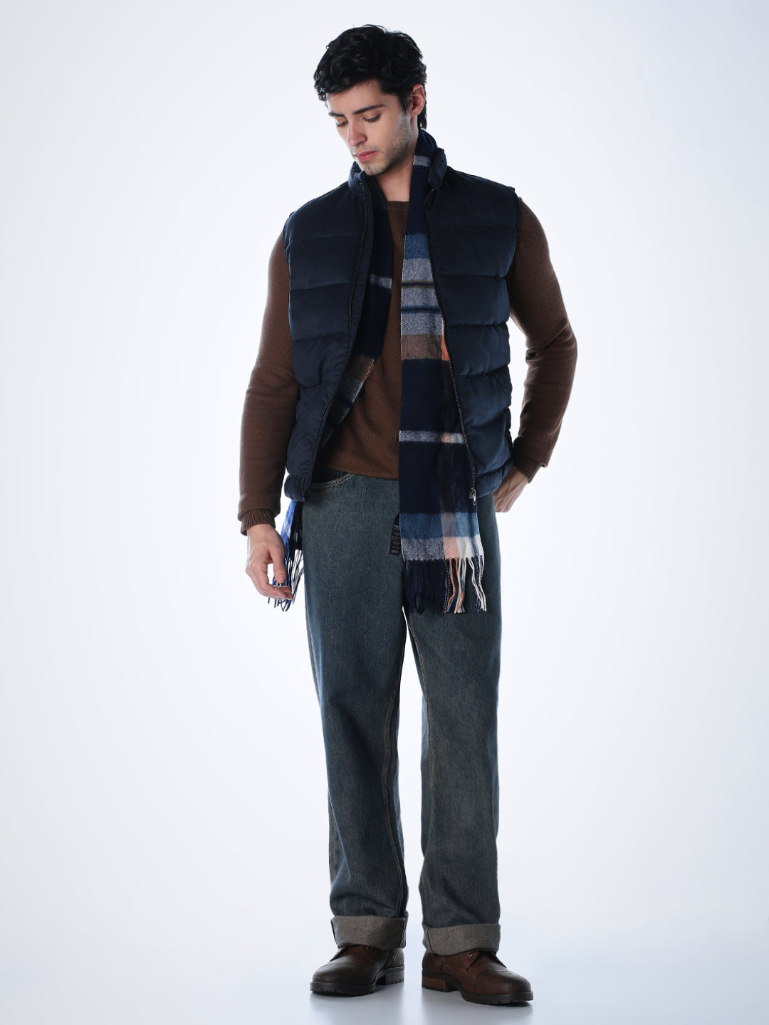 Navy Blue High Neck Puffer Vest