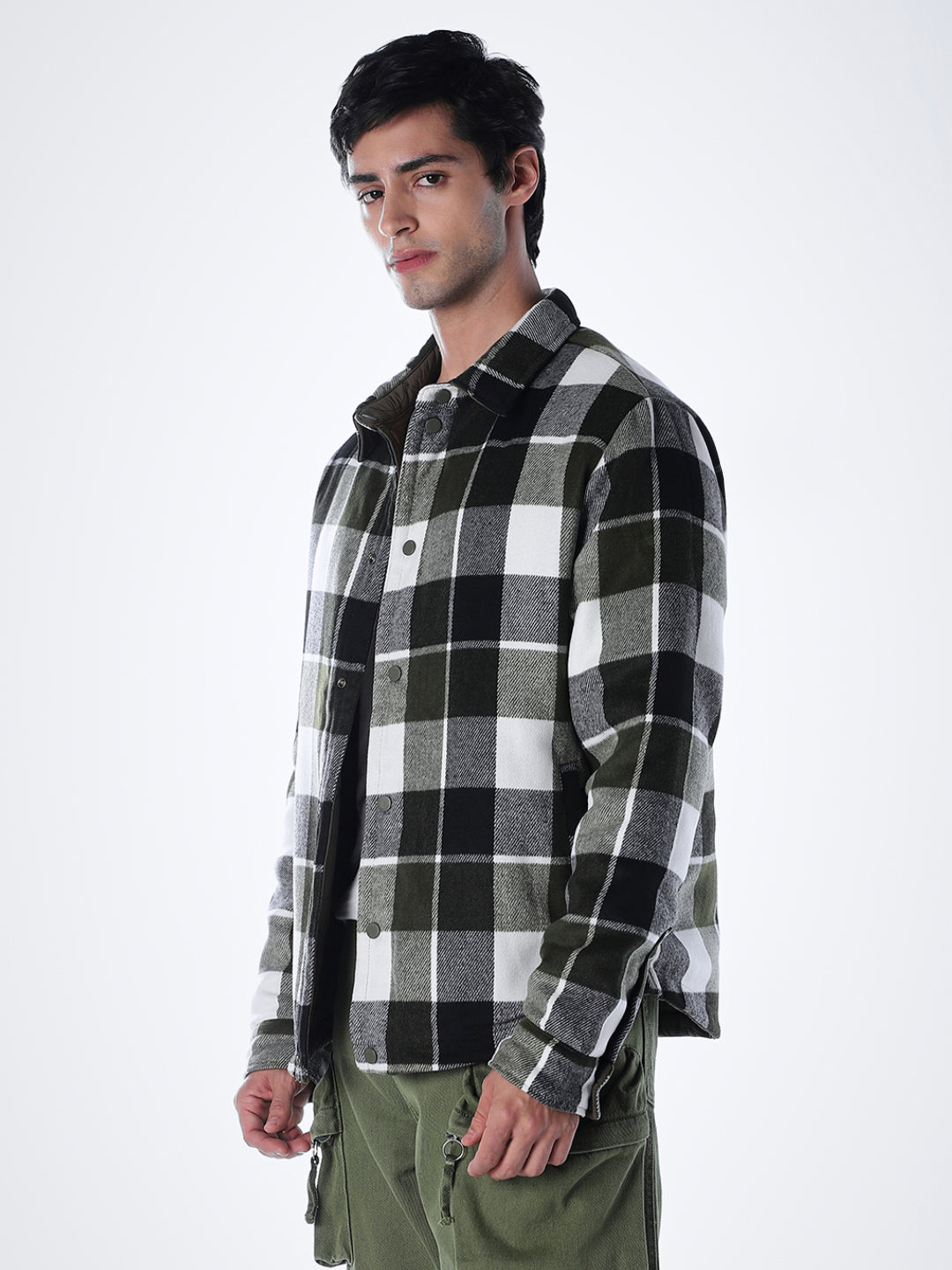 Olive Green Check Reversible Jacket