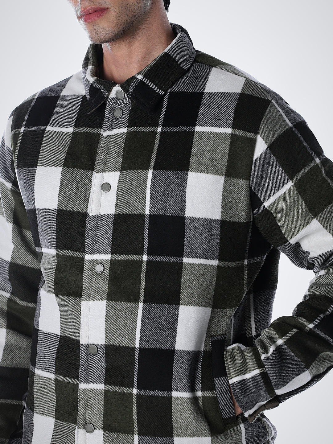 Olive Green Check Reversible Jacket