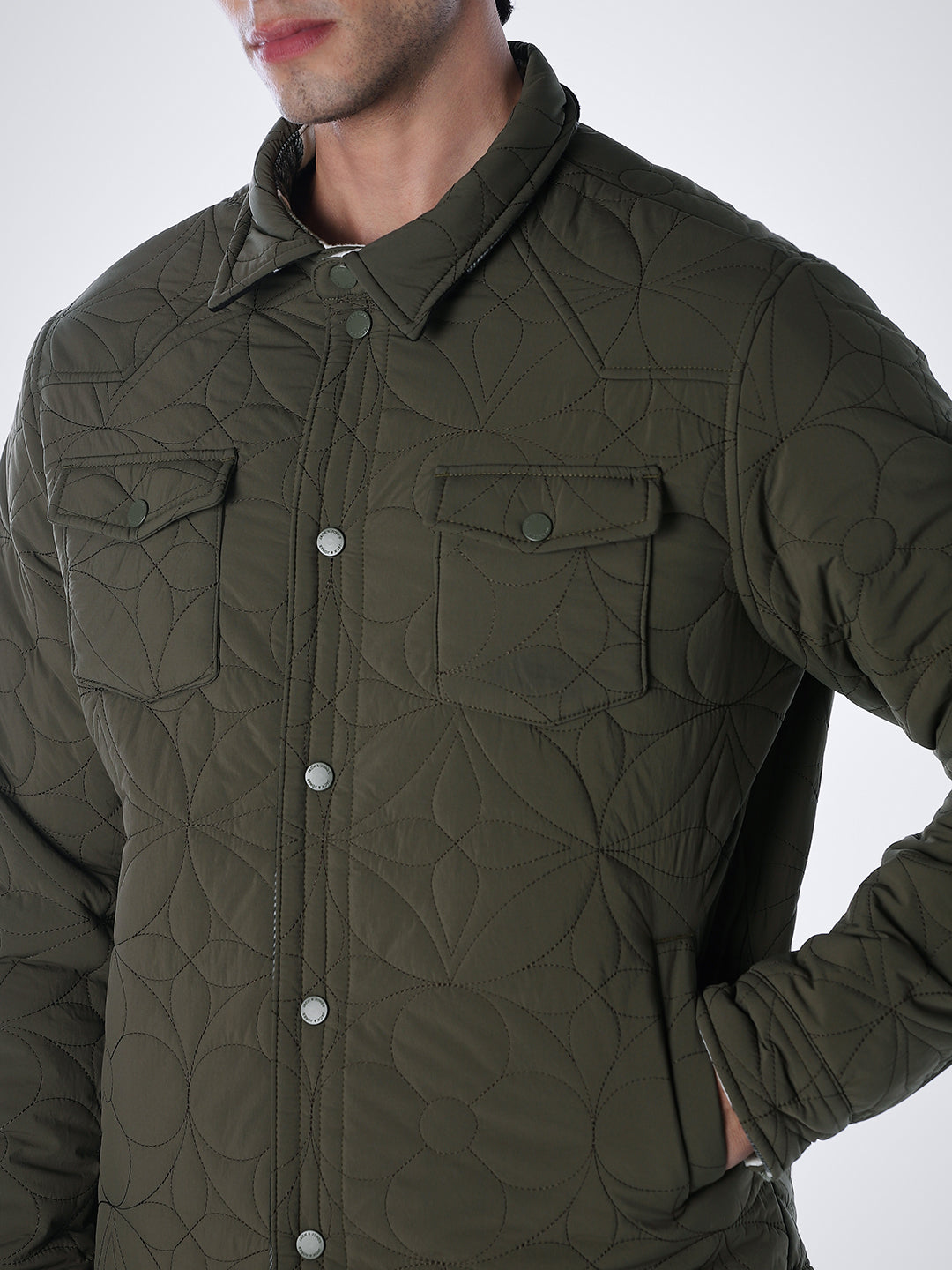 Olive Green Check Reversible Jacket
