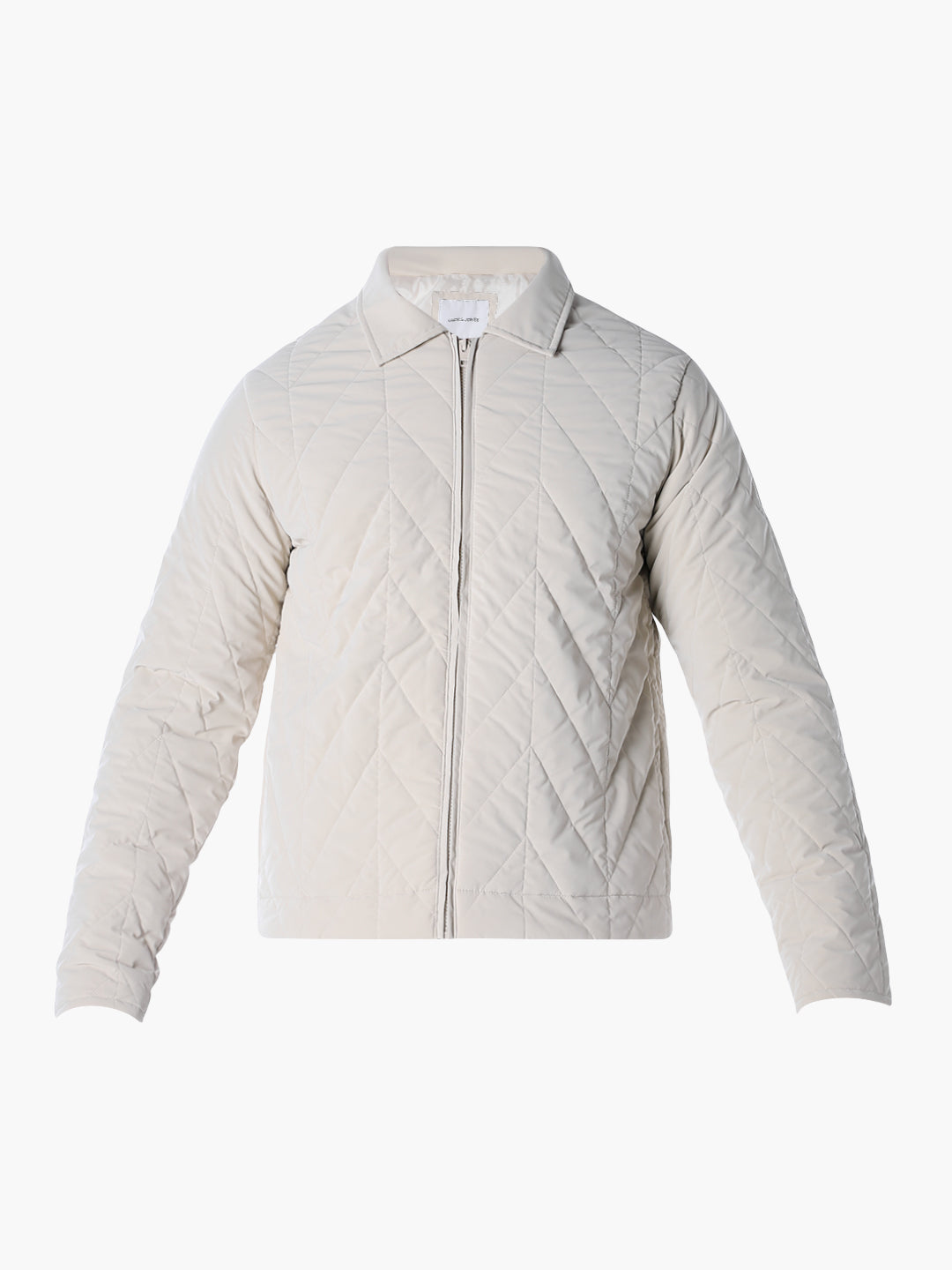Men's Grey Quilted Jacket With Zip Closure