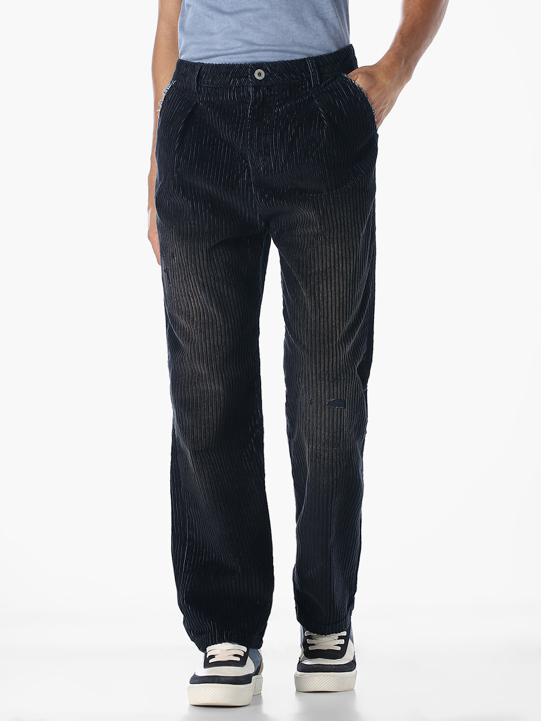 Dark Blue Dario Corduroy Loose Fit Jeans