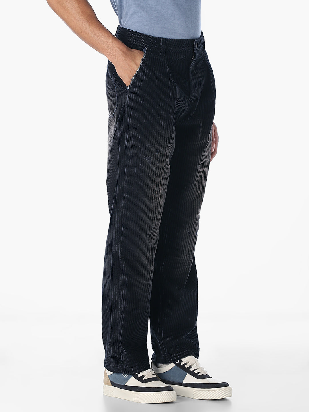 Dark Blue Dario Corduroy Loose Fit Jeans