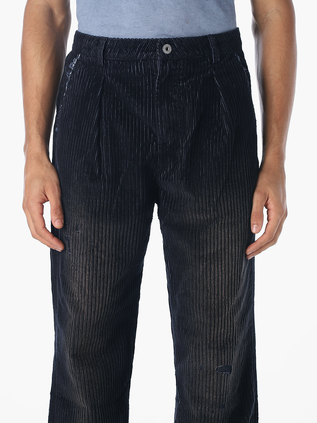 Dark Blue Dario Corduroy Loose Fit Jeans