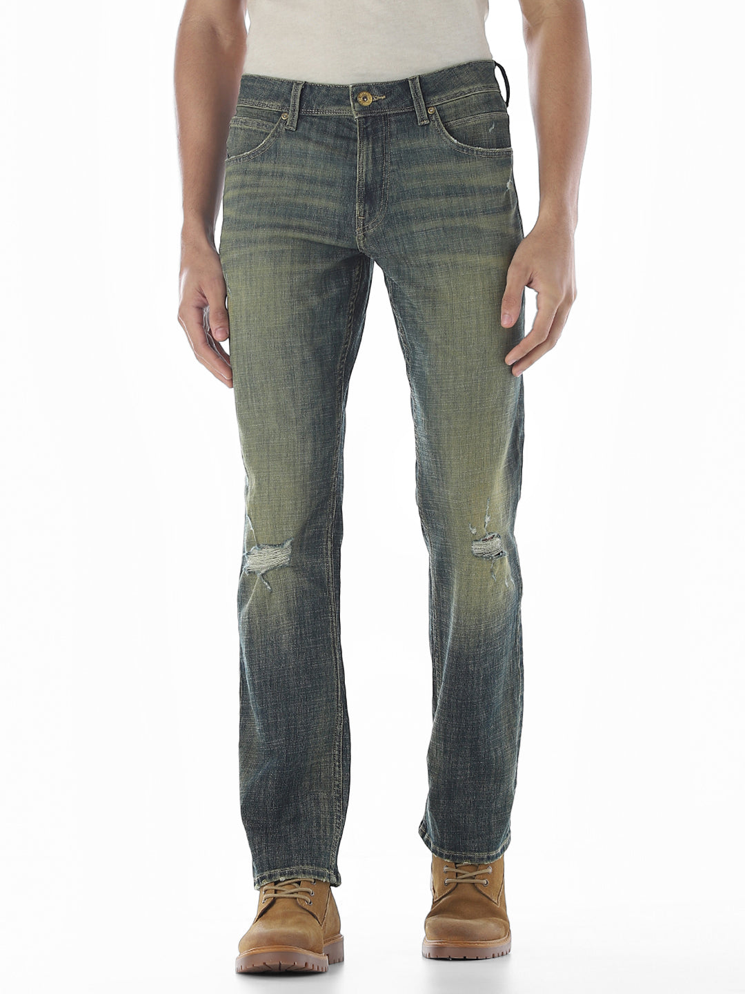 Distressed Clark Regular Fit Cropped Jeans