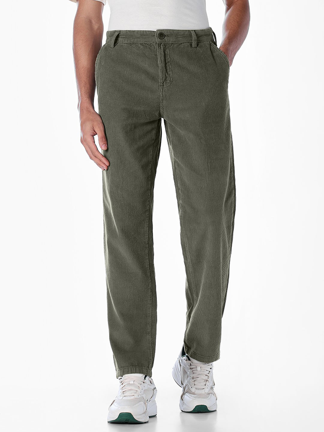 Green Cotton Corduroy Pants