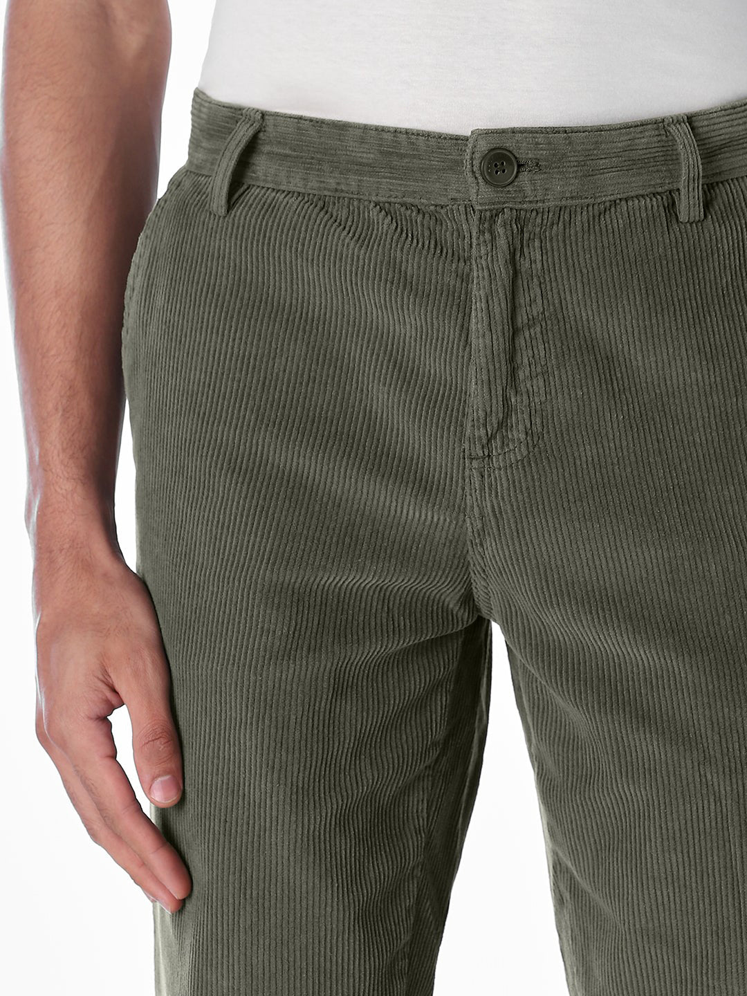 Green Cotton Corduroy Pants
